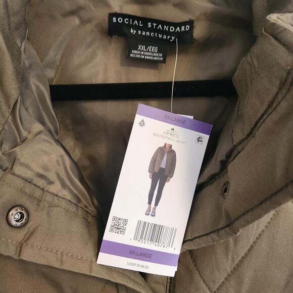 Social Standard by Sanctuary Womens Size XXL Army Green Quilted Twill Jacket NWT - Picture 2 of 4